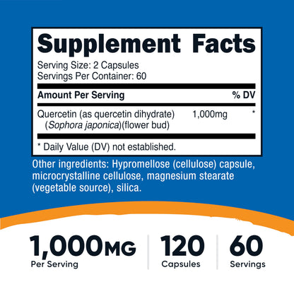 Nutricost Quercetin 1000mg – 120 Vegetarian Capsules | 60 Servings, Non-GMO & Gluten Free