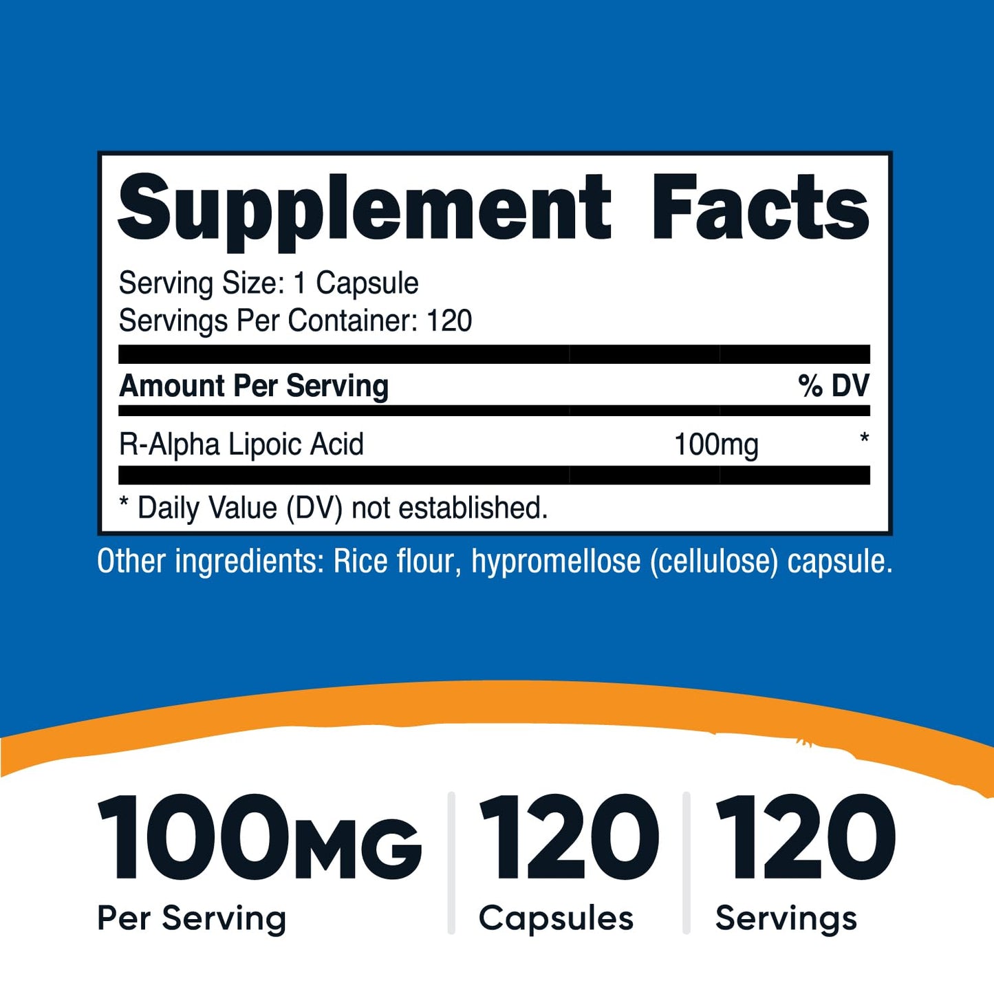 Nutricost R-Alpha Lipoic Acid 100mg, 120 Veggie Capsules – Non-GMO, Gluten Free