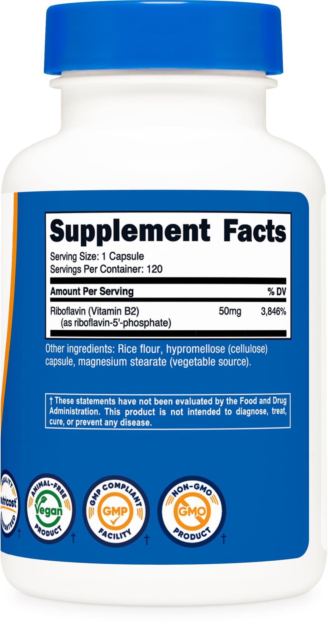 Nutricost R-5-P (Riboflavin-5-Phosphate) Vitamin B2 50 mg - 120 Capsules | Vegan & GMO-Free