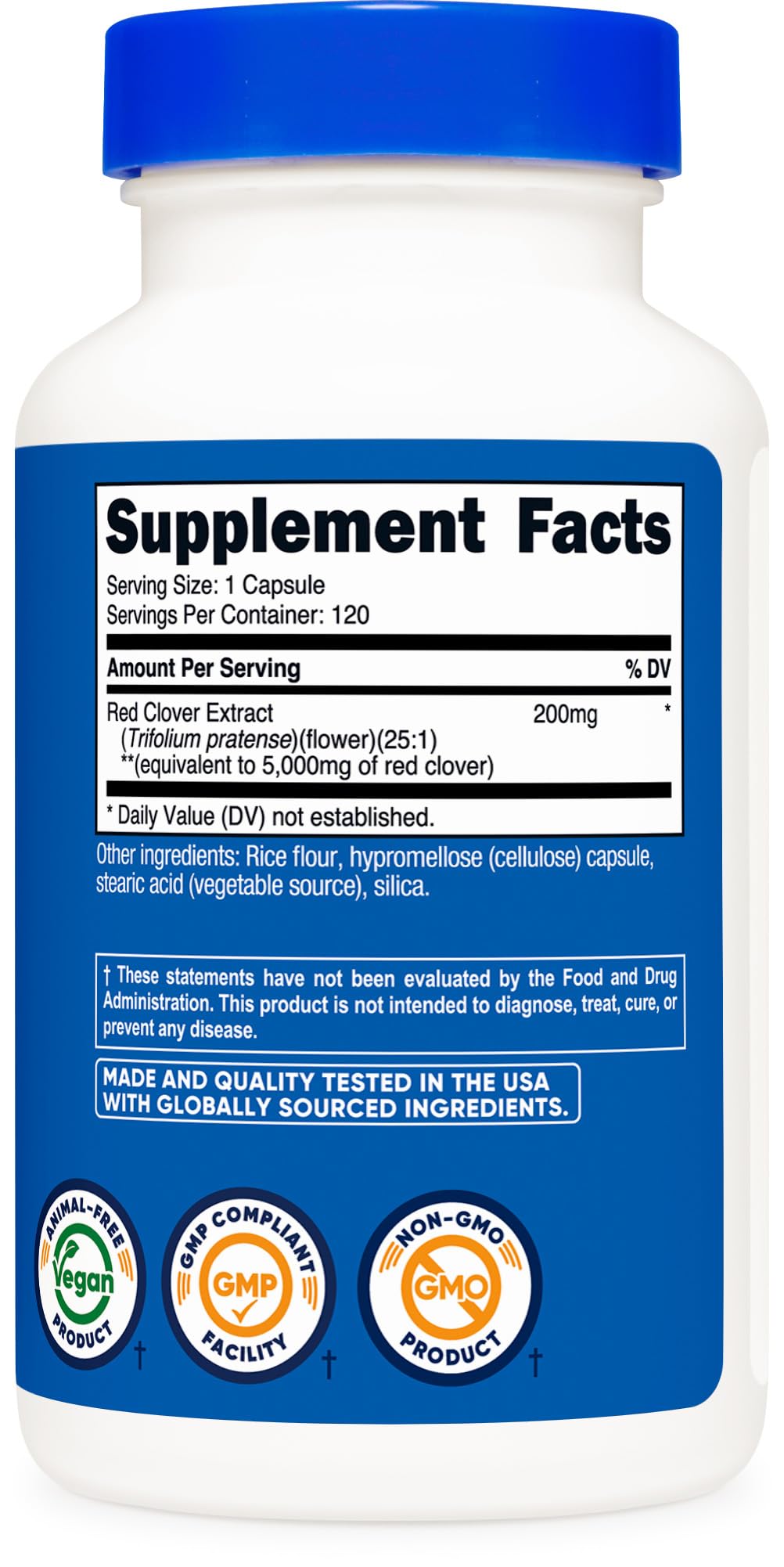 Nutricost Red Clover Blossoms – 5000 mg Equivalent, 120 Vegan Capsules