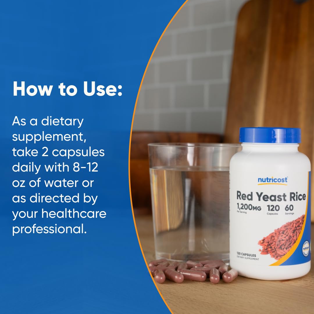 Nutricost Red Yeast Rice 1200mg - 120 Capsules, 60 Servings, Non-GMO, Gluten Free (Pack of 2)
