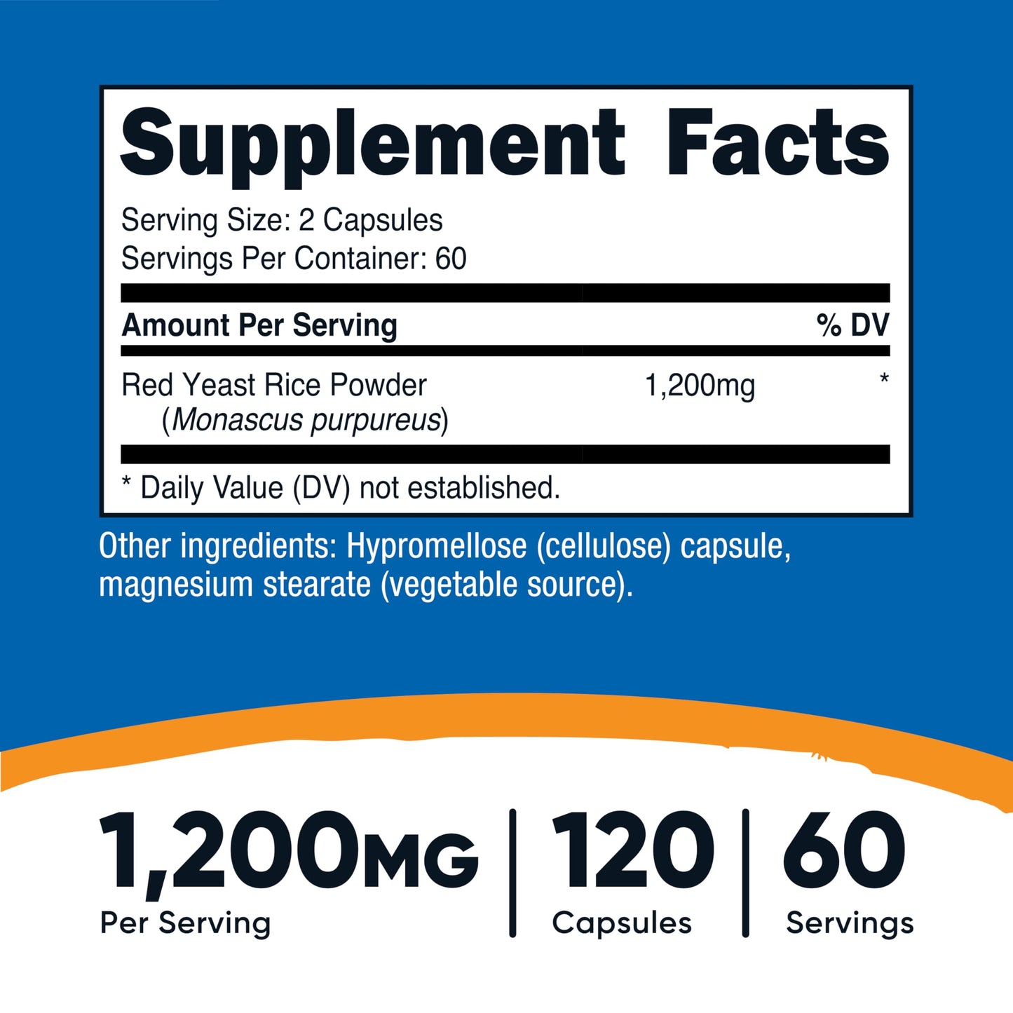 Nutricost Red Yeast Rice 1200mg - 120 Capsules, 60 Servings, Non-GMO, Gluten Free (Pack of 2)