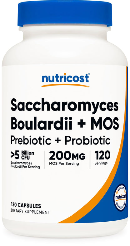 Nutricost Saccharomyces Boulardii + MOS – 5B CFU, 120 Servings