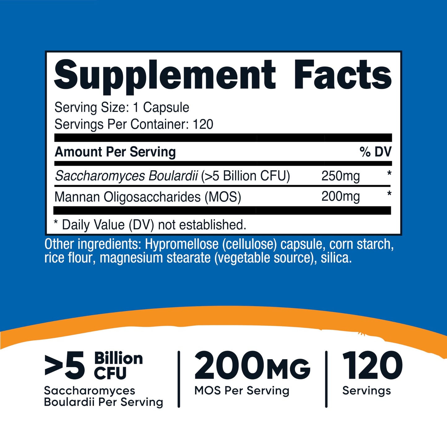 Nutricost Saccharomyces Boulardii + MOS – 5B CFU, 120 Servings