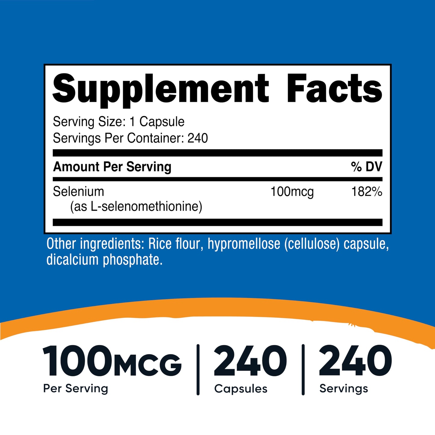 Nutricost Selenium 100mcg Supplement | 240 Capsules | Vegetarian, Gluten Free & Non-GMO