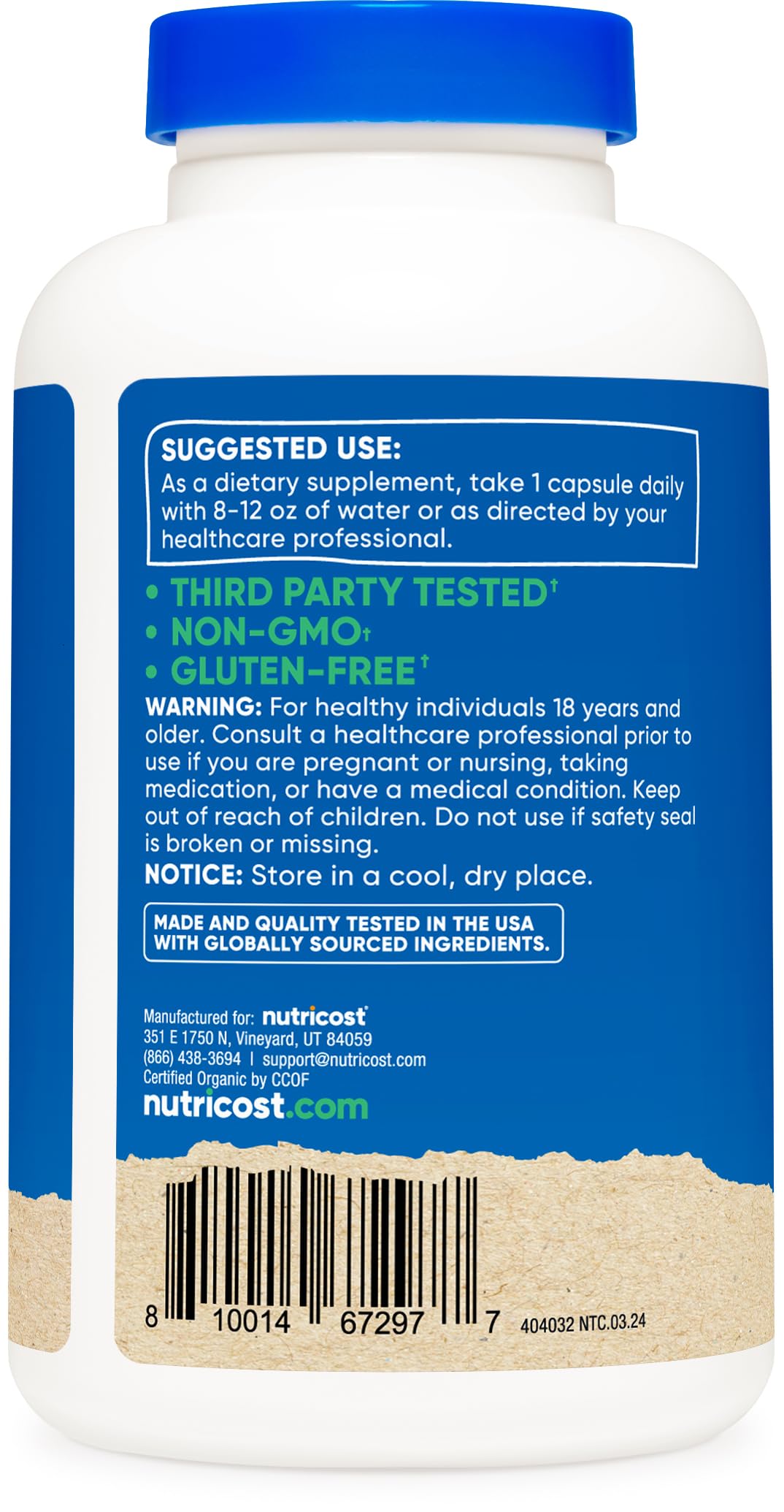 Nutricost Shatavari 600mg - 180 Capsules, 180 Servings | CCOF Organic, Non-GMO, Gluten Free, Vegetarian Friendly