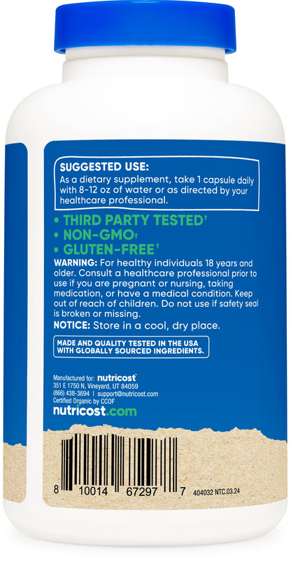Nutricost Shatavari 600mg - 180 Capsules, 180 Servings | CCOF Organic, Non-GMO, Gluten Free, Vegetarian Friendly
