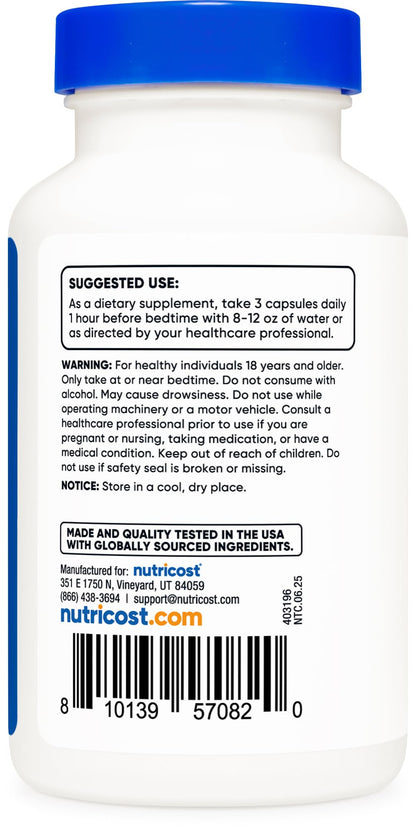 Nutricost Sleep Aid Complex 1330mg Serving (90 Capsules) – 30 Servings | Gluten Free