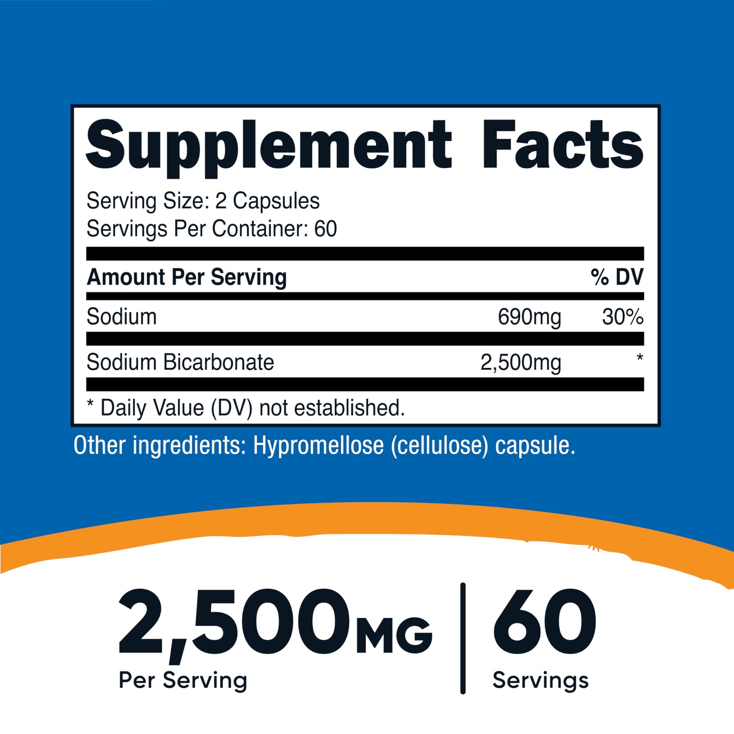 Nutricost Sodium Bicarbonate 2500mg - 120 Capsules | Vegan, Gluten-Free, GMO-Free