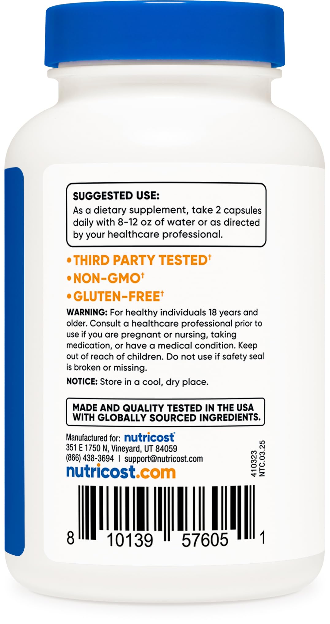 Nutricost Sodium Bicarbonate 2500mg - 120 Capsules | Vegan, Gluten-Free, GMO-Free
