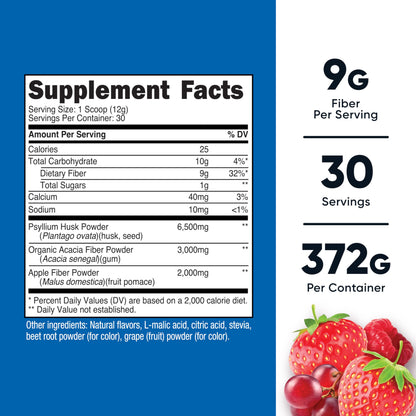 Nutricost Soluble Fiber (Berry Flavored) – 30 Servings | Vegan, Non-GMO, Gluten Free