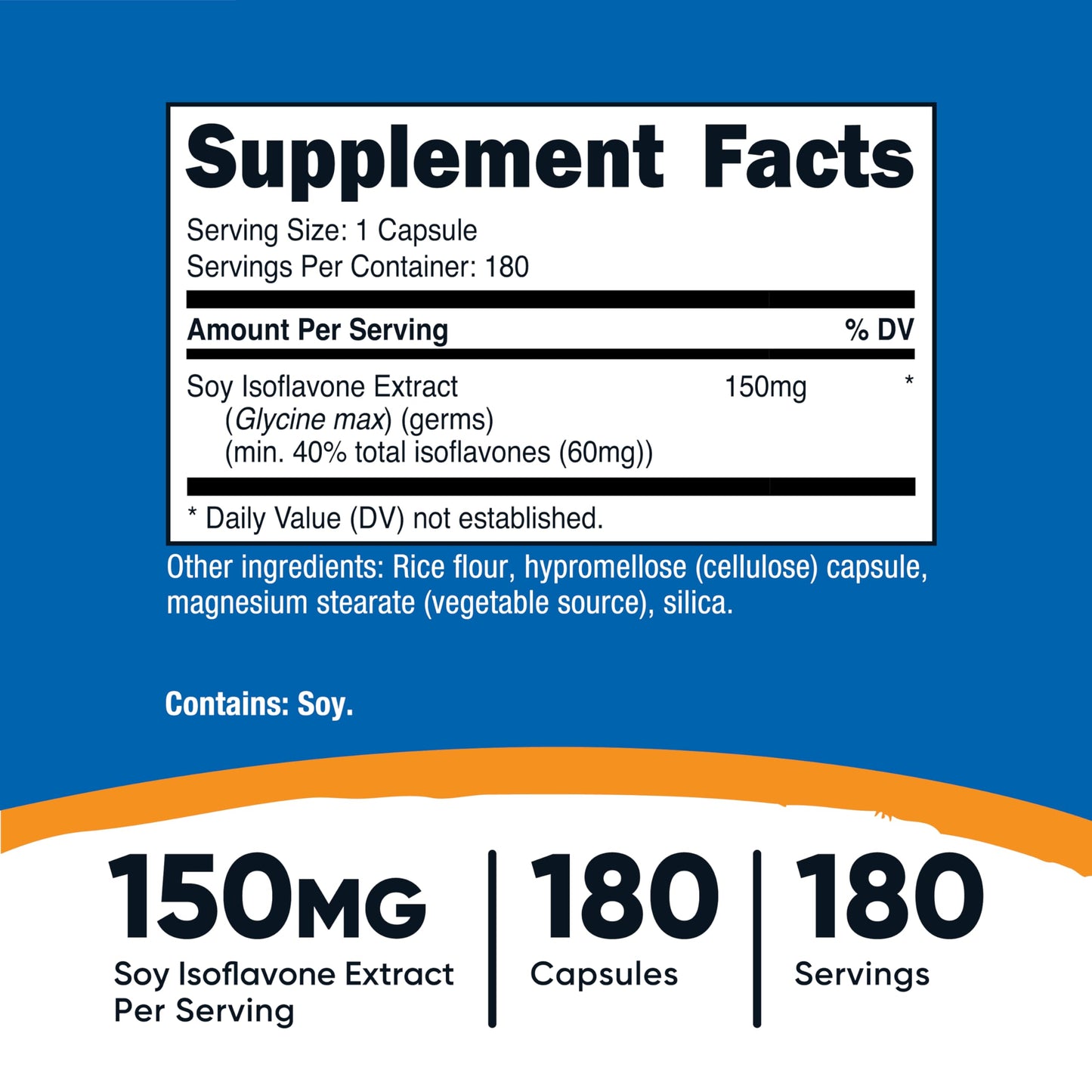 Nutricost Soy Isoflavones 150mg, 180 Veggie Capsules - Gluten Free, Non-GMO, Vegetarian Friendly