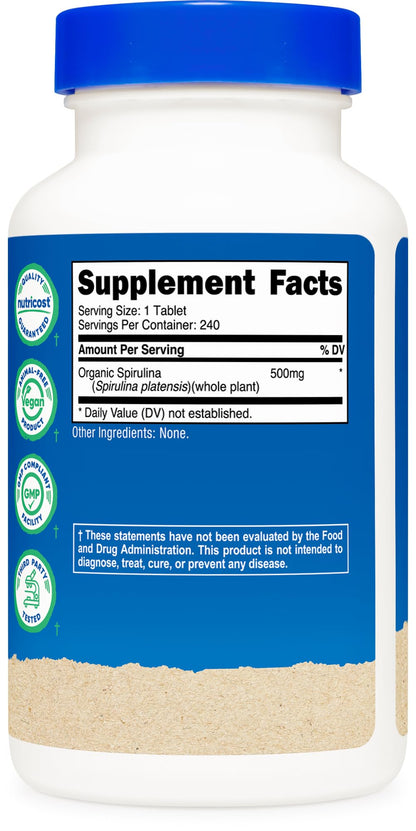 Nutricost Organic Spirulina 500mg - 240 Tablets | Gluten Free, Non-GMO