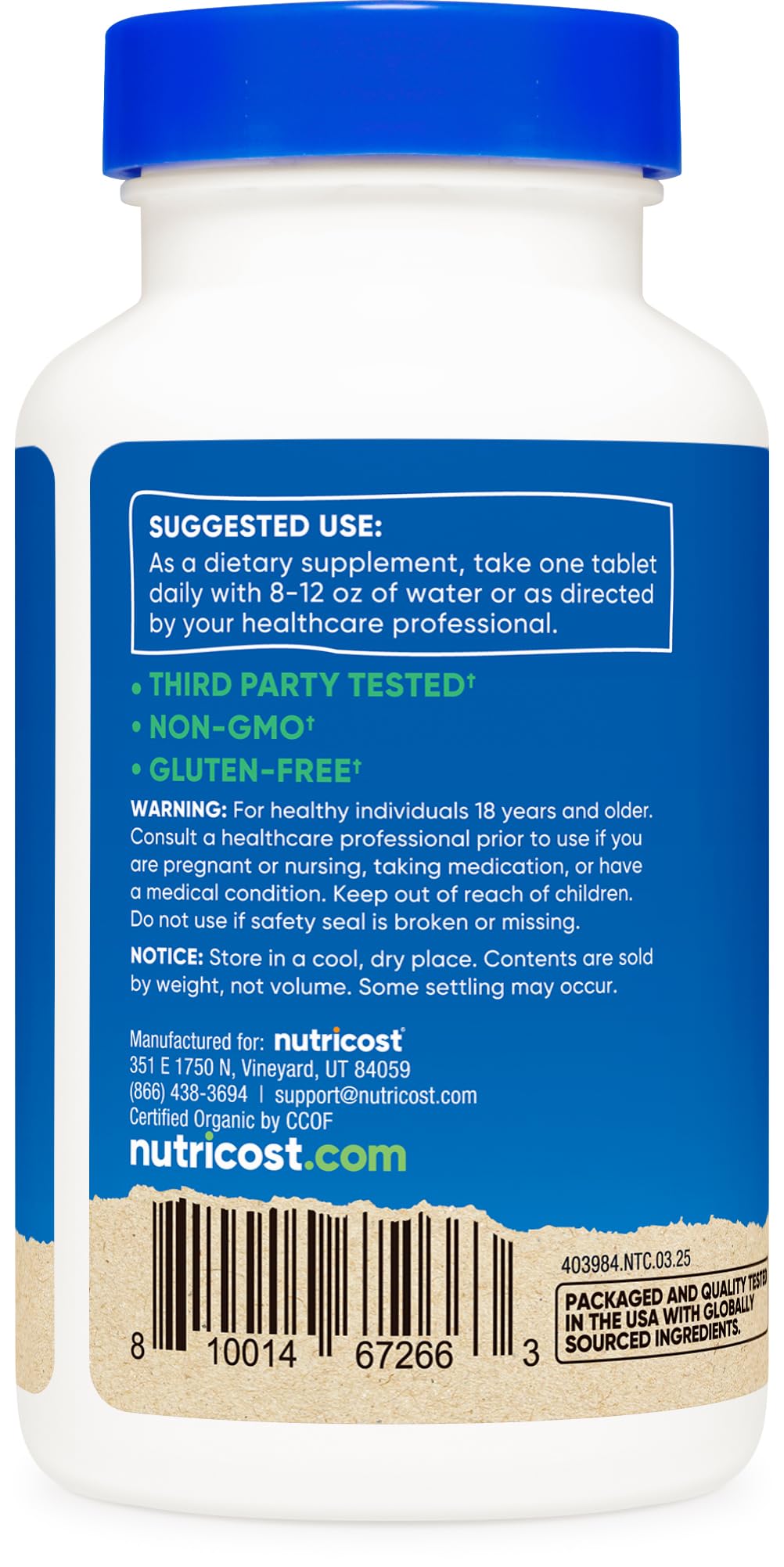Nutricost Organic Spirulina 500mg - 240 Tablets | Gluten Free, Non-GMO