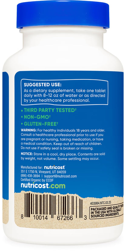 Nutricost Organic Spirulina 500mg - 240 Tablets | Gluten Free, Non-GMO