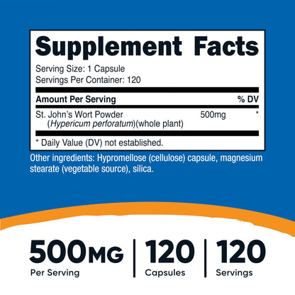 Nutricost St John's Wort Capsules (500mg) – 120 Vegetarian, Gluten Free & Non-GMO