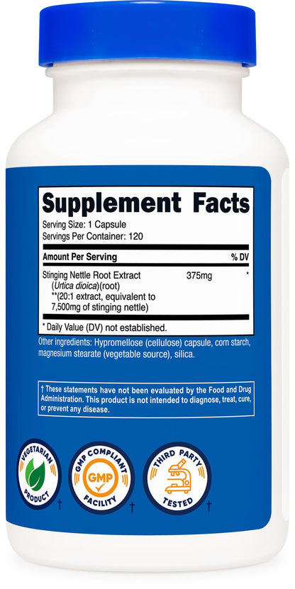 Nutricost Stinging Nettle Root Extract 7500mg, 120 Capsules