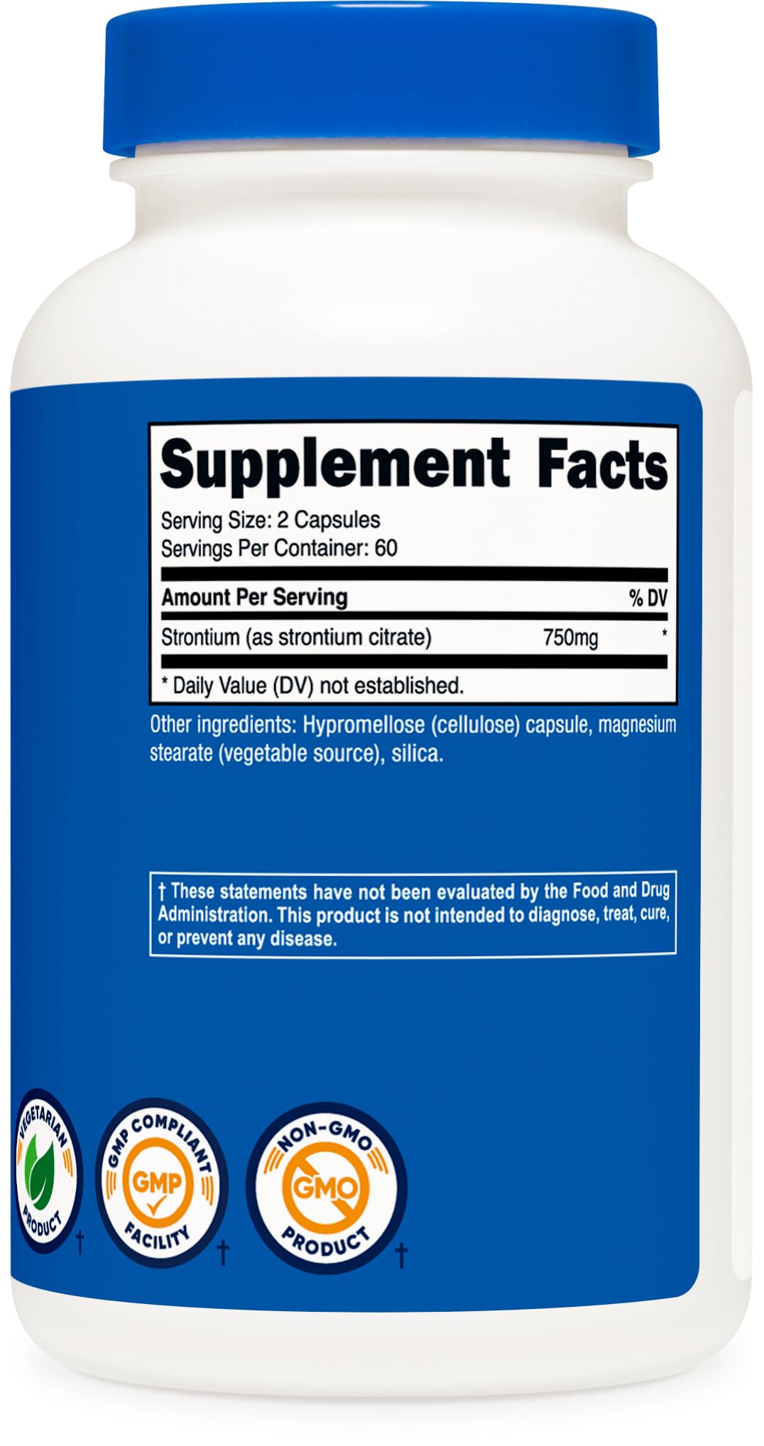 Nutricost Strontium Capsules 750mg – 120 Count – Vegetarian, Non-GMO, Gluten Free
