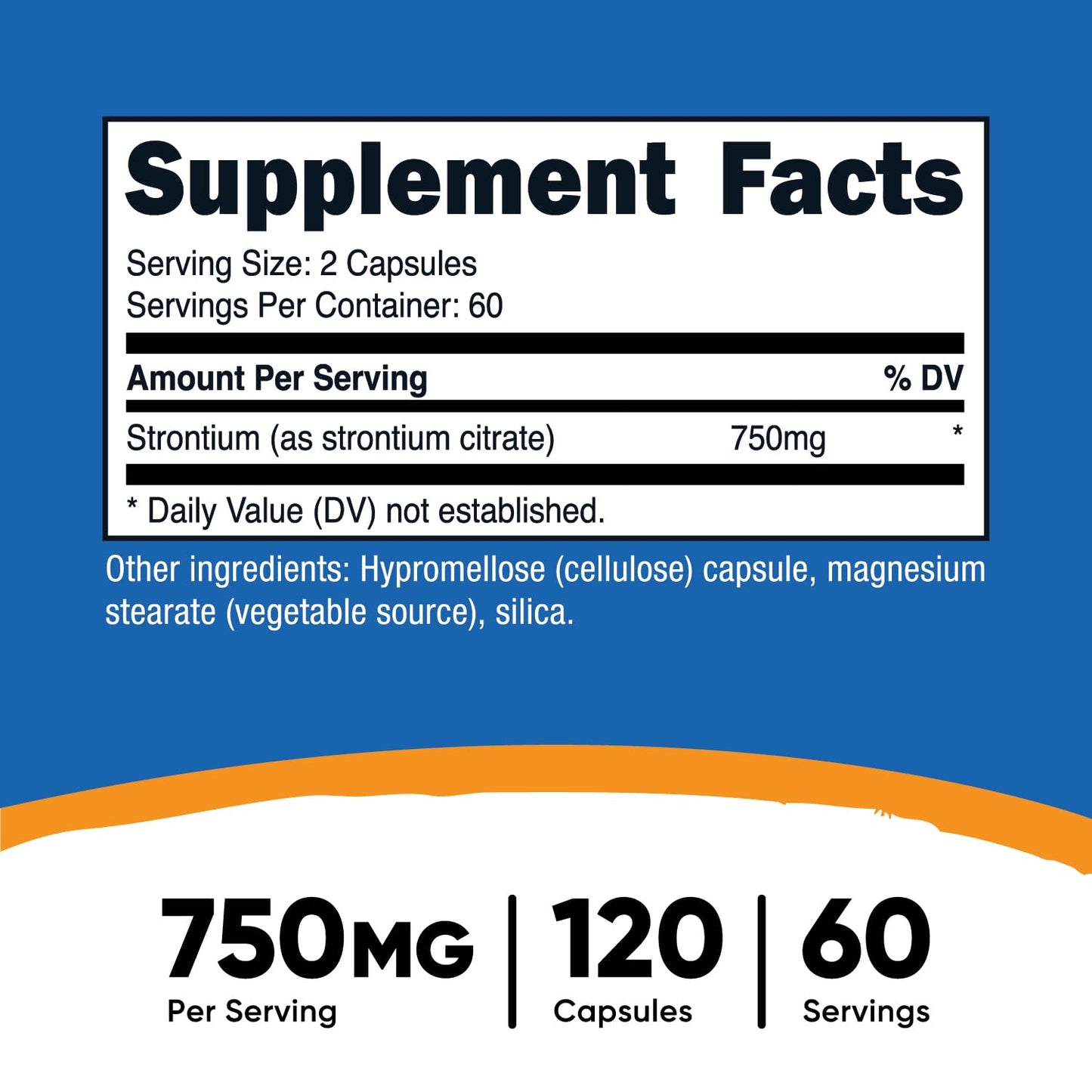 Nutricost Strontium Capsules 750mg – 120 Count – Vegetarian, Non-GMO, Gluten Free