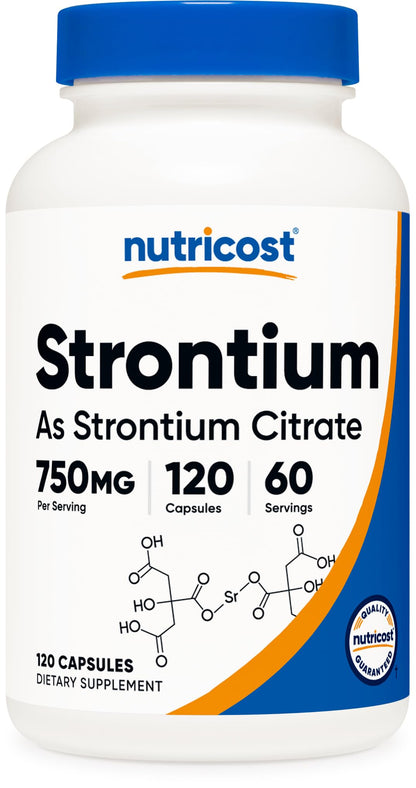Nutricost Strontium Capsules 750mg – 120 Count – Vegetarian, Non-GMO, Gluten Free