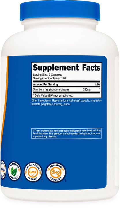 Nutricost Strontium Capsules 750mg, 240 Veggie Capsules – Vegetarian, Non-GMO, Gluten Free