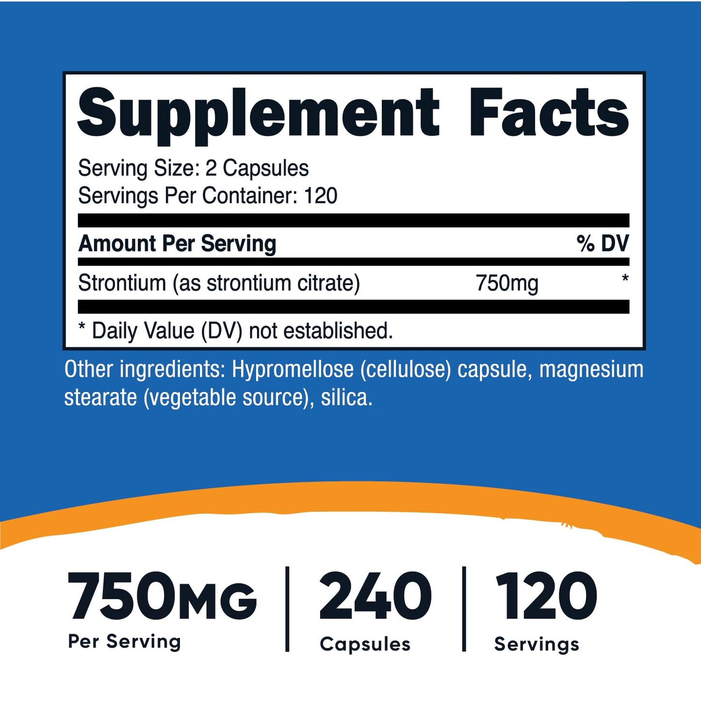 Nutricost Strontium Capsules 750mg, 240 Veggie Capsules – Vegetarian, Non-GMO, Gluten Free