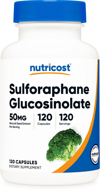 Nutricost Sulforaphane Glucosinolate (SGS) 50 mg Broccoli Seed Extract - 120 Capsules