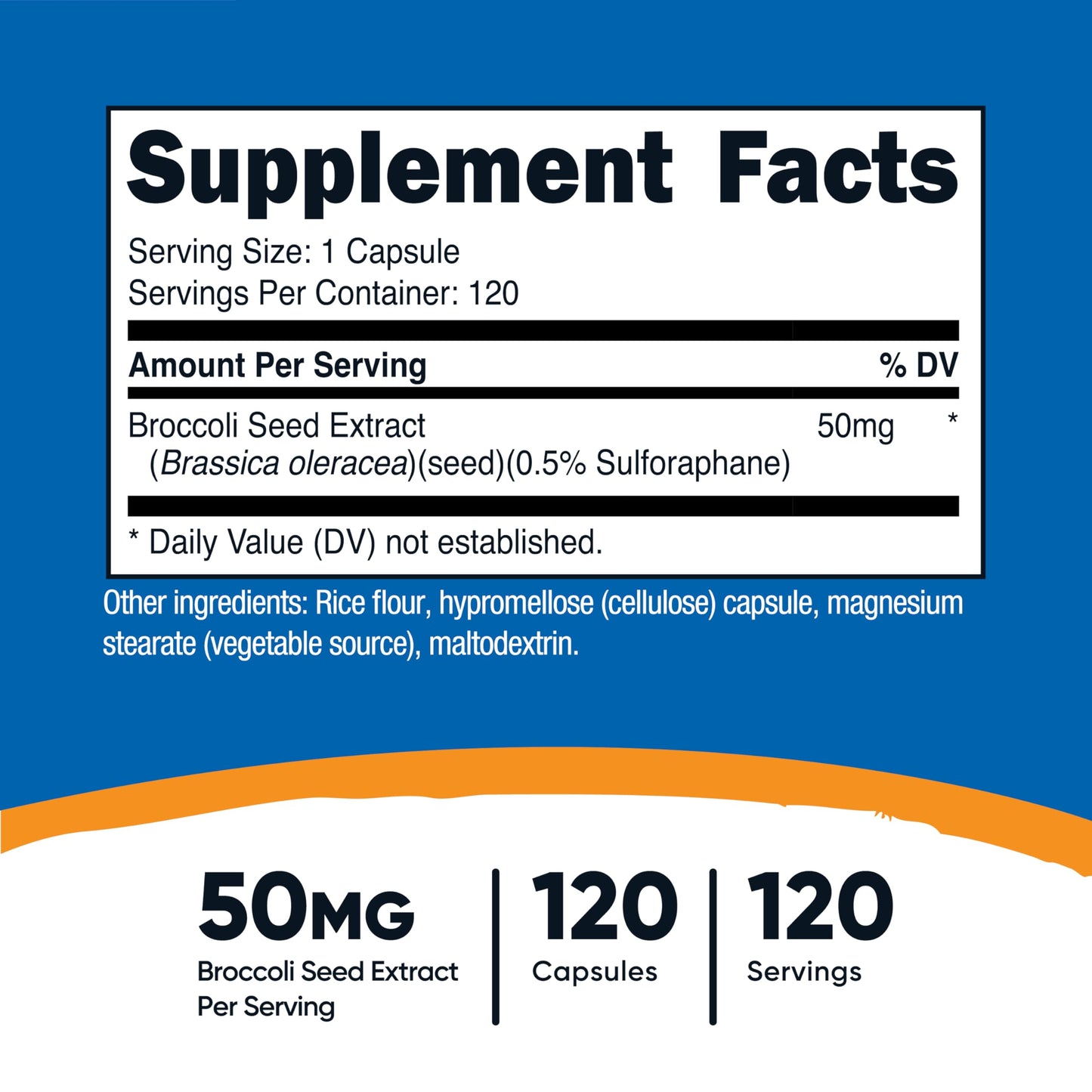 Nutricost Sulforaphane Glucosinolate (SGS) 50 mg Broccoli Seed Extract - 120 Capsules