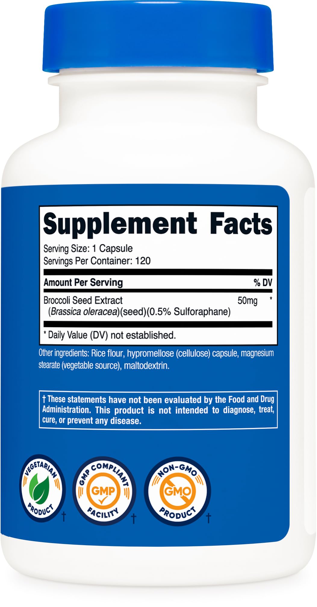 Nutricost Sulforaphane Glucosinolate (SGS) 50 mg Broccoli Seed Extract - 120 Capsules