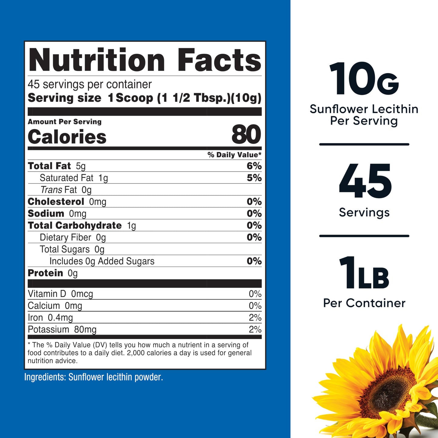 Nutricost Sunflower Lecithin (1 Pound) - Natural Phosphatidylcholine, Vegan, Gluten-Free, GMO-Free