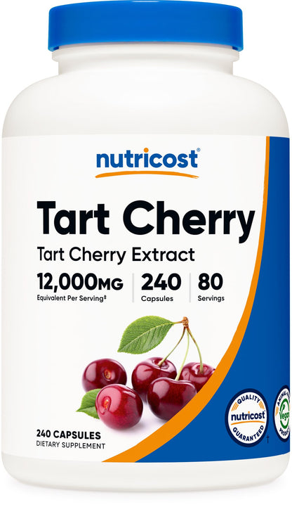 Nutricost Tart Cherry Extract 12,000mg Equivalent - 240 Veg Caps, 80 Servings