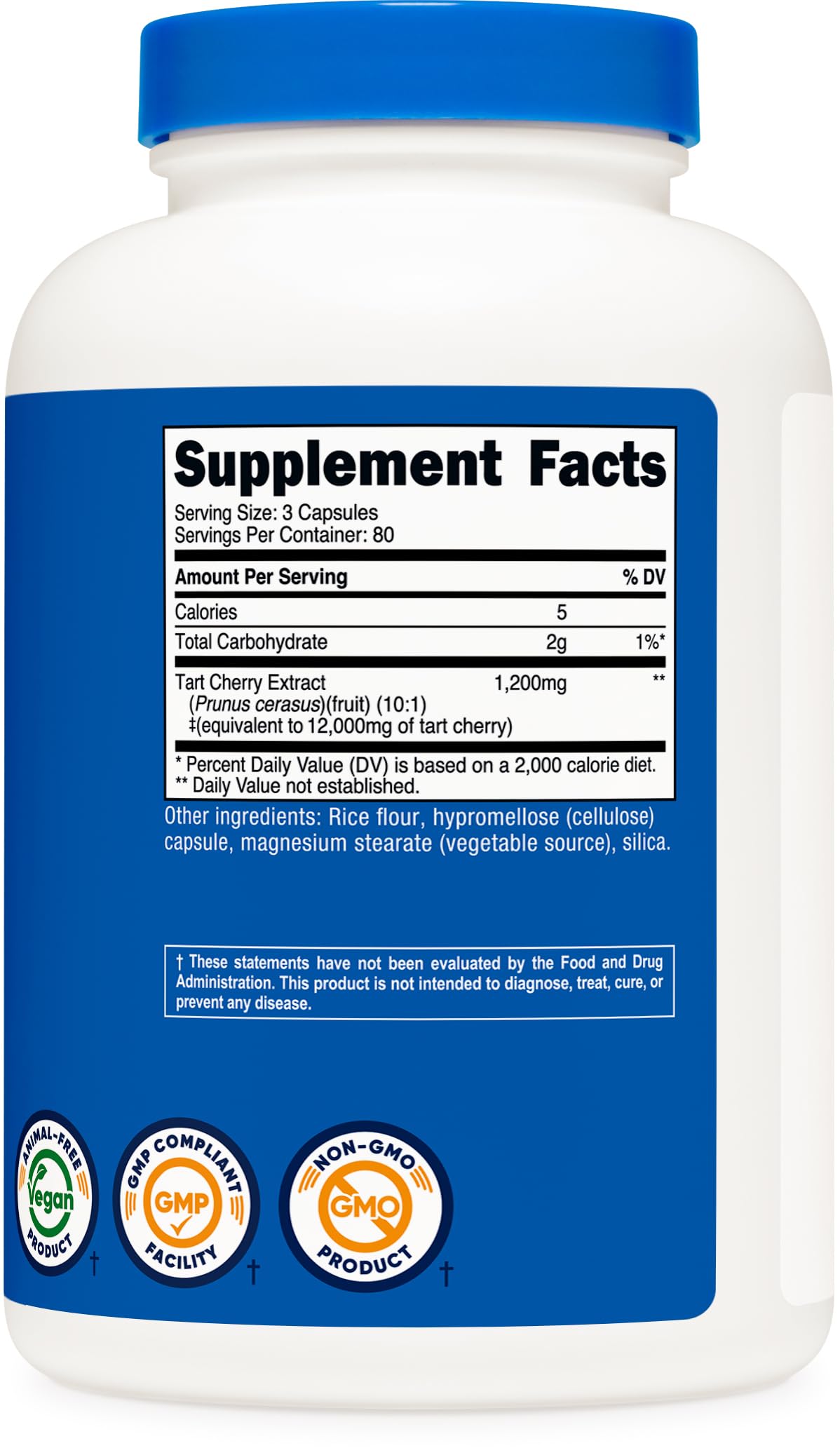 Nutricost Tart Cherry Extract 12,000mg Equivalent - 240 Veg Caps, 80 Servings