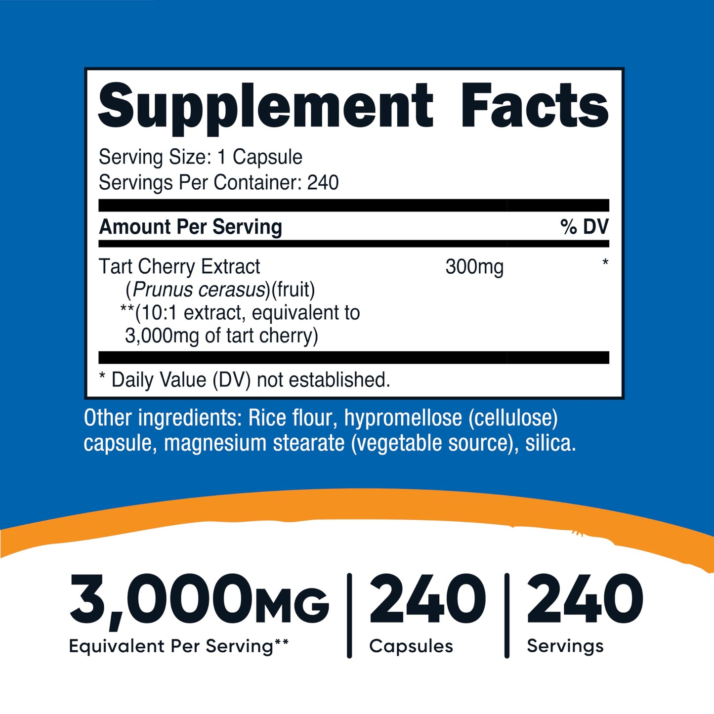 Nutricost Tart Cherry Extract 3000mg Equivalent - 240 Veg Capsules