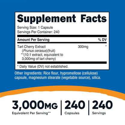 Nutricost Tart Cherry Extract 3000mg – 240 Vegetarian Capsules | Gluten Free, Non-GMO (Pack of 2)
