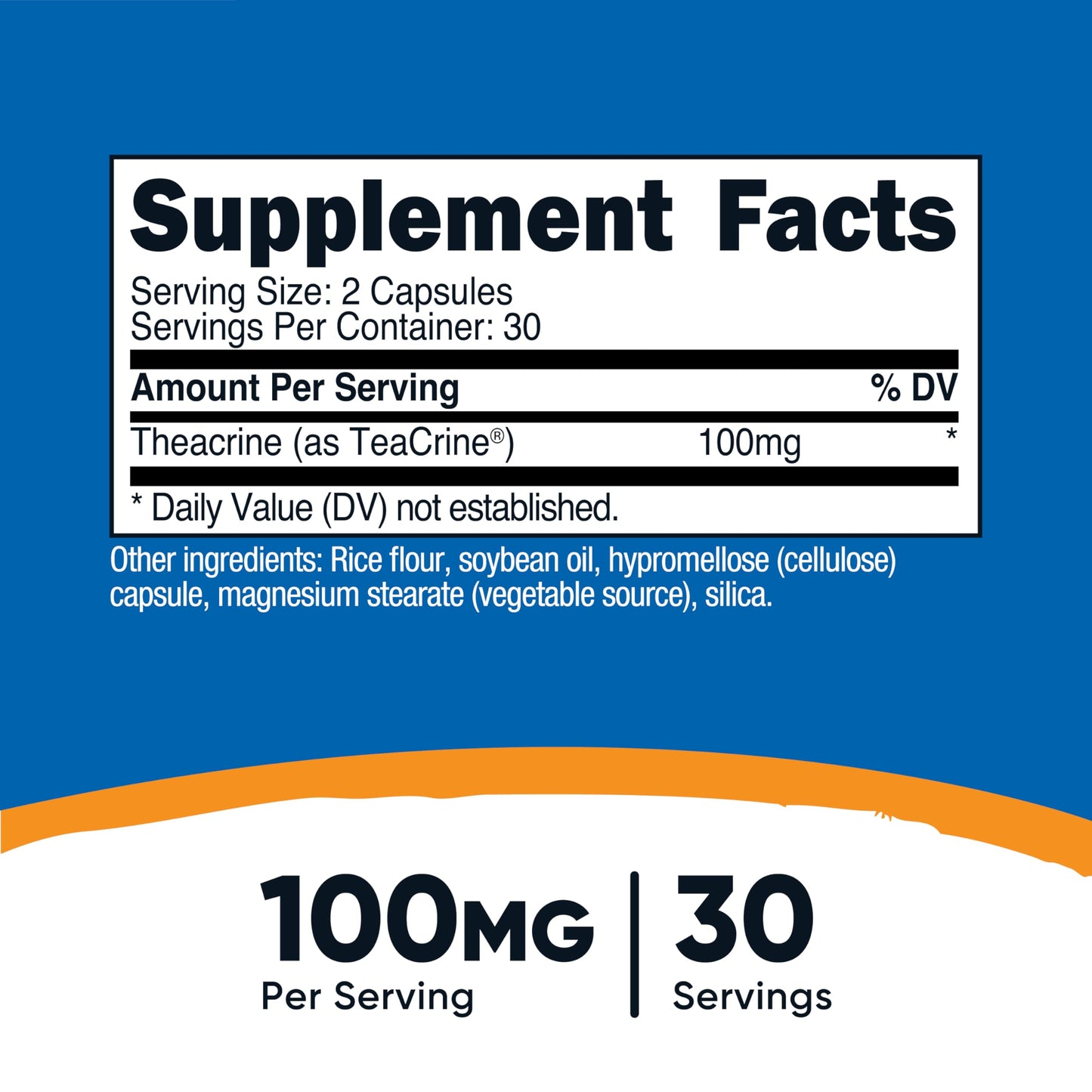 Nutricost Theacrine Teacrine 100 mg – 60 Capsules (30 Servings) | Vegan & GMO-Free