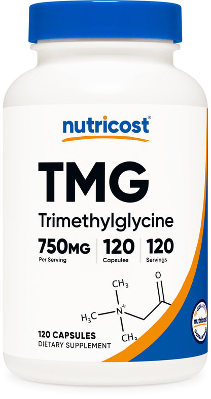 Nutricost TMG (Trimethylglycine) 750mg - 120 Capsules | Non-GMO, Gluten Free