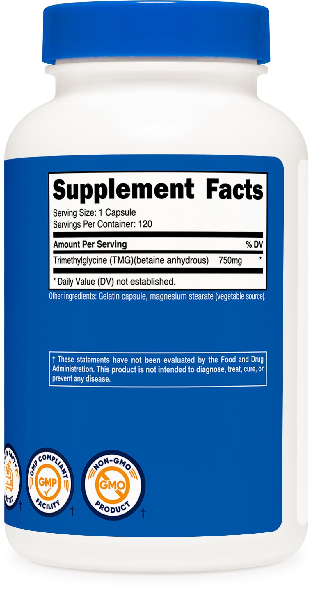 Nutricost TMG (Trimethylglycine) 750mg – 120 Capsules (Pack of 2)