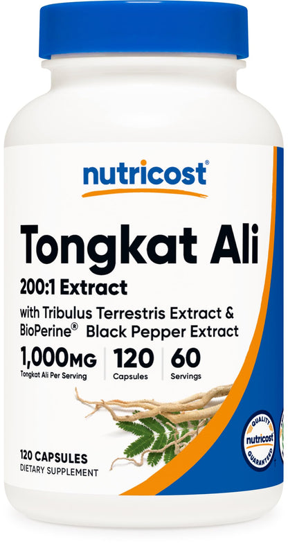 Nutricost Tongkat Ali 1000mg - 120 Veg Capsules, Tribulus, BioPerine