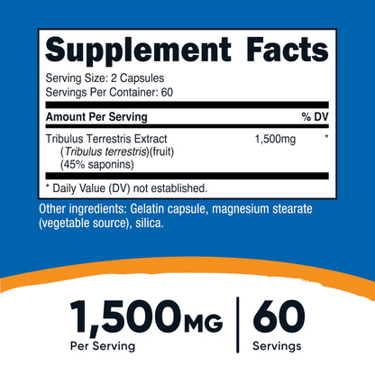 Nutricost Tribulus Terrestris Extract 1500mg - 120 Capsules | 60 Servings | Non-GMO & Gluten Free