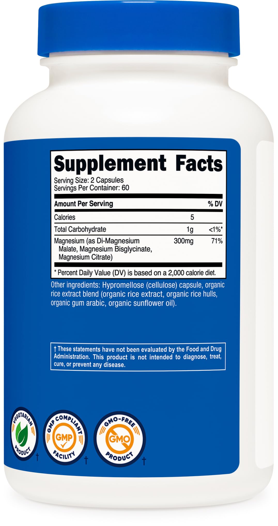 Nutricost Triple Magnesium Complex (300mg) - 120 Capsules, 60 Servings | Di-Mg Malate, Bisglycinate & Citrate