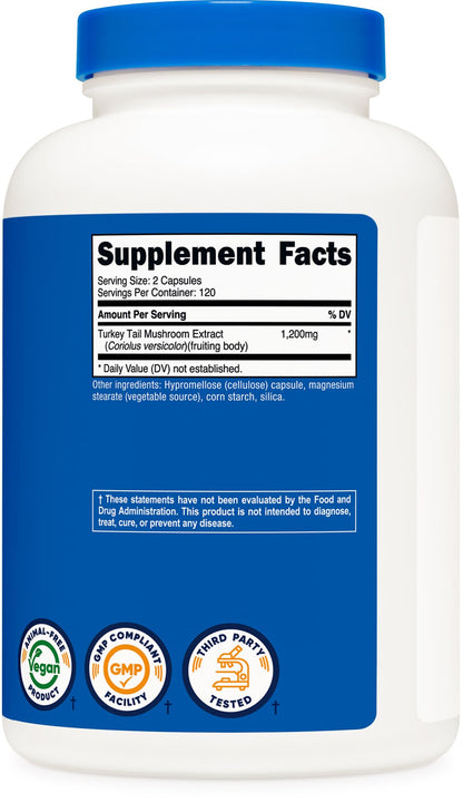 Nutricost Turkey Tail Mushroom Capsules 1200mg – 120 Servings, Vegetarian, Gluten Free