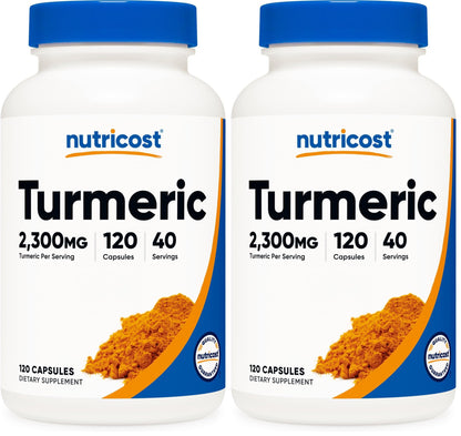 Nutricost Turmeric Curcumin with BioPerine – 2300mg Per Serving, 95% Curcuminoids, 120 Veggie Capsules (Pack of 2)