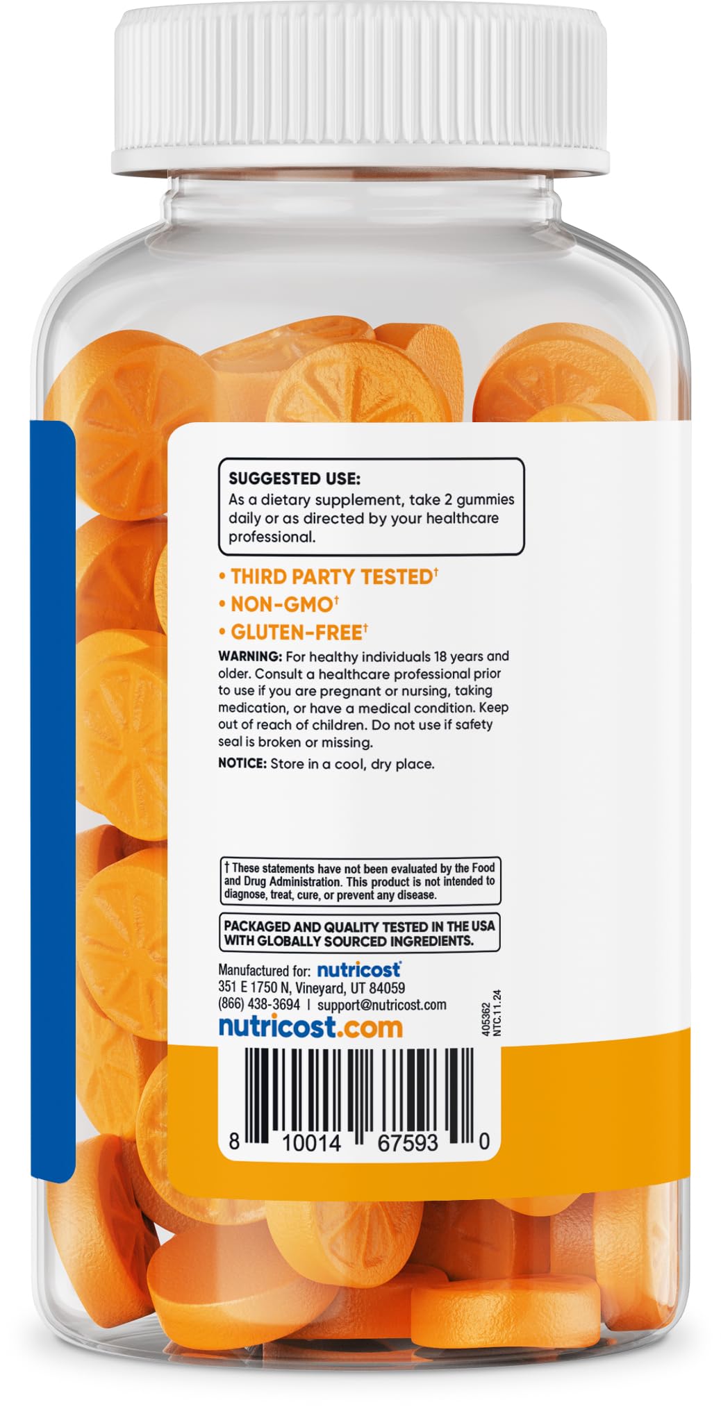 Nutricost Turmeric Gummies Citrus – 240 Gummies, 95% Curcuminoids, 120 Servings