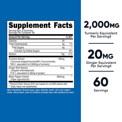Nutricost Turmeric Gummies 2,000mg per Serving – 120 Gummies (60 Servings)