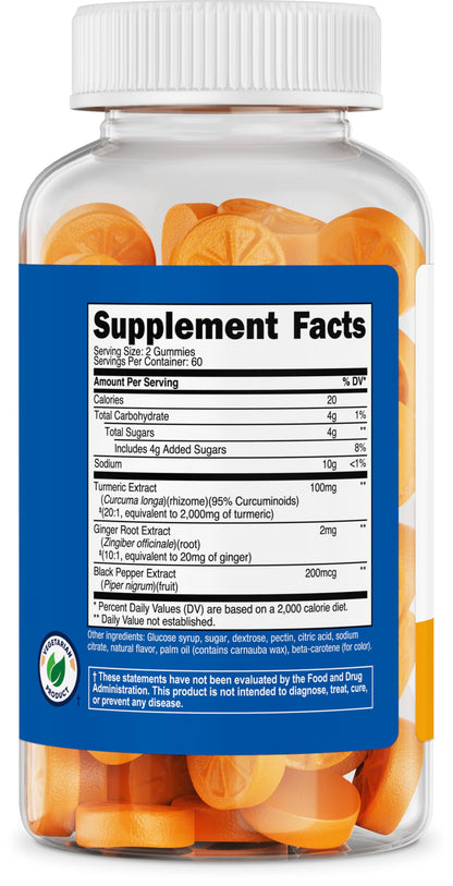 Nutricost Turmeric Gummies 2,000mg per Serving – 120 Gummies (60 Servings)