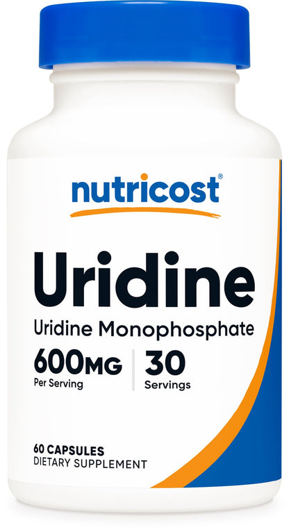 Nutricost Uridine Monophosphate 60 Capsules – 600 mg per Serving, Vegan, 30 Servings