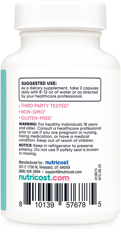 Nutricost Vaginal Probiotic for Women – 10B CFU, 60 Caps, GMO-Free, Gluten-Free
