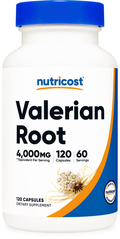 Nutricost Valerian Root Capsules (1000mg per Serving, 4:1 Extract) – 120 Vegetarian Capsules, Gluten Free, Non-GMO