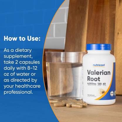 Nutricost Valerian Root Capsules 1000mg – 4:1 Extract, 2-Pack