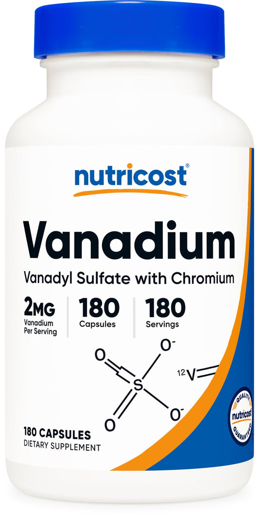 Nutricost Vanadium + Chromium 2mg - 180 Vegetarian Capsules | Gluten Free, Non-GMO Vanadium Supplement BritishVita | Premium UK Vitamins & Wellness Supplements